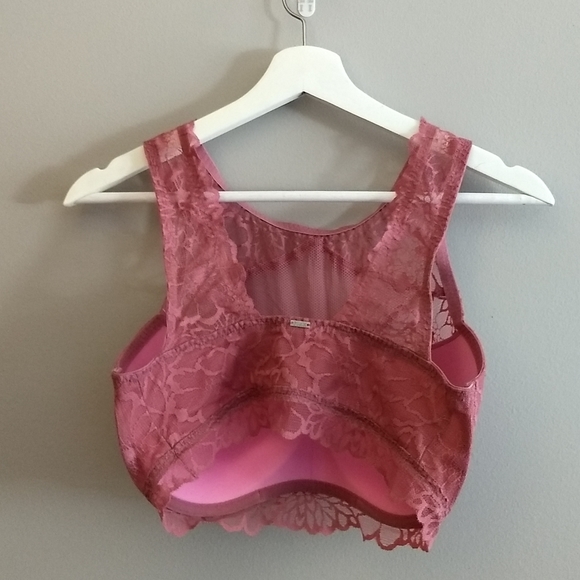PINK Rose Color Lace Bralette - Picture 4 of 5